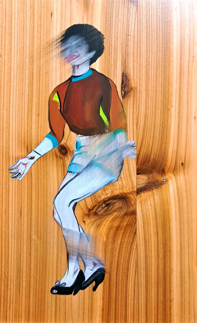 Rosa baila chachacha, 2023 (óleo sobre madera de pino) de Benoit Erwann Boucherot