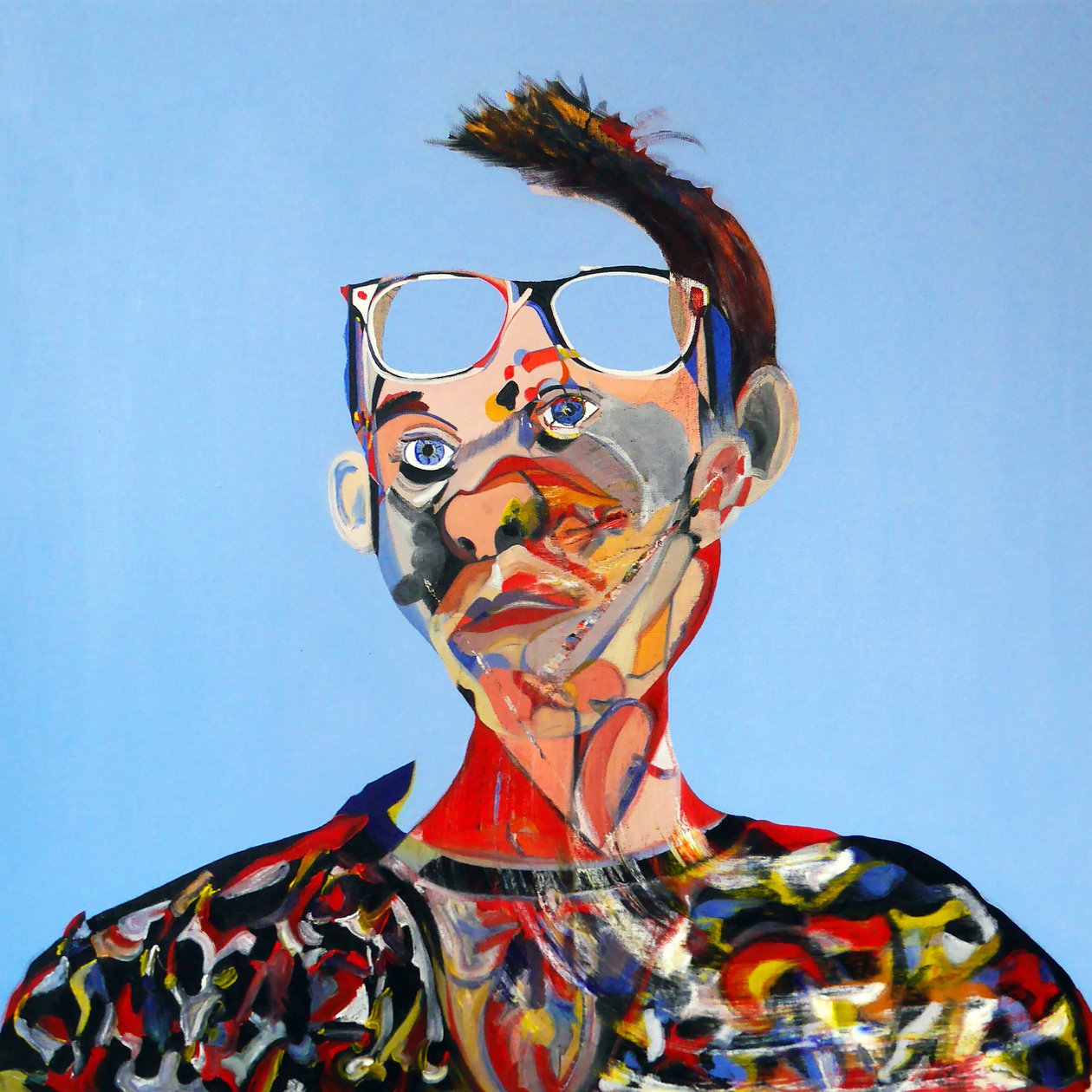 Surautoportrait bleu, 2016 (óleo sobre lienzo) de Benoit Erwann Boucherot