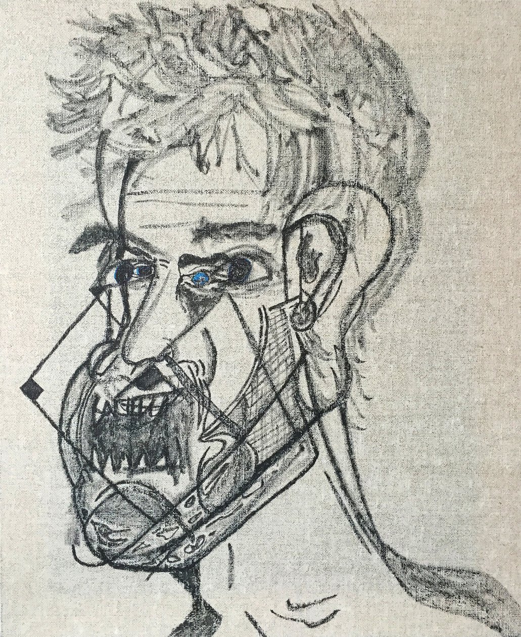 Surautoportrait main levée, 2017 (óleo sobre lienzo) de Benoit Erwann Boucherot