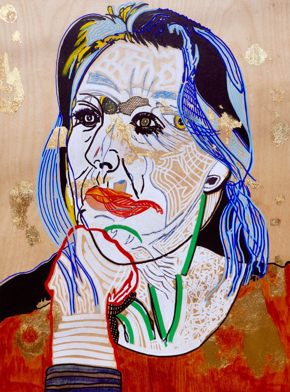 Surportrait : Marie Darrieussecq, 2021 (óleo y acrílico sobre panel de madera) de Benoit Erwann Boucherot