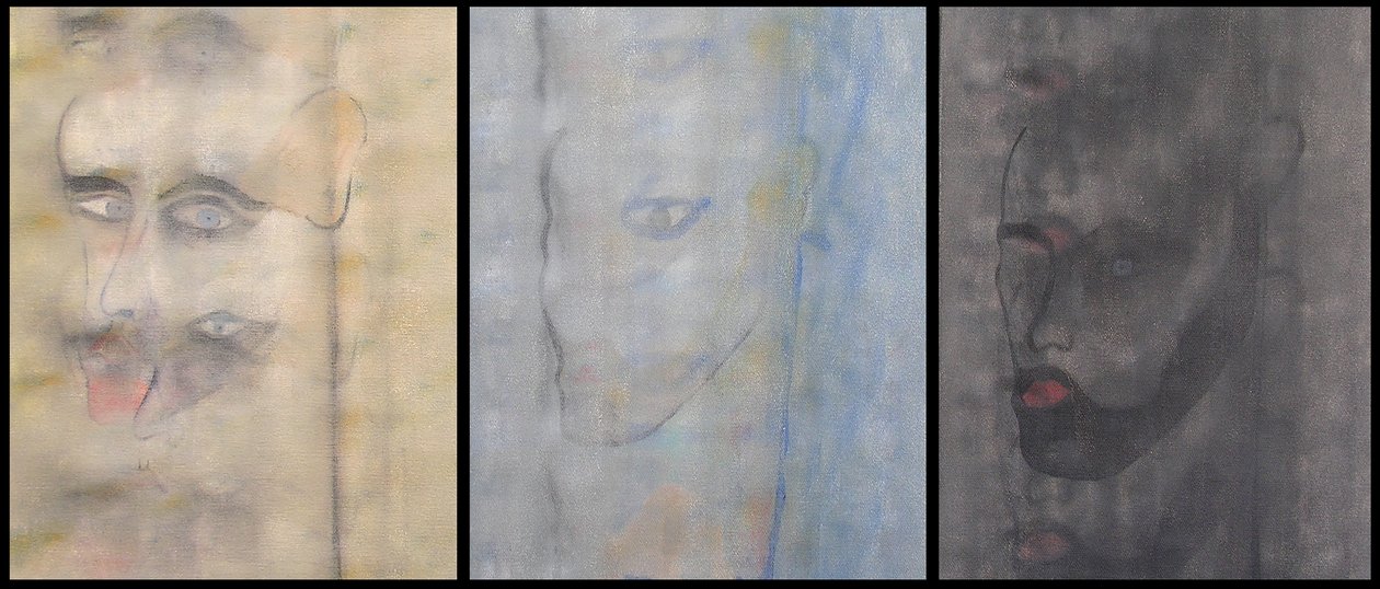 Triple autorretrato, 2000 (óleo sobre 3 lienzos yuxtapuestos) de Benoit Erwann Boucherot