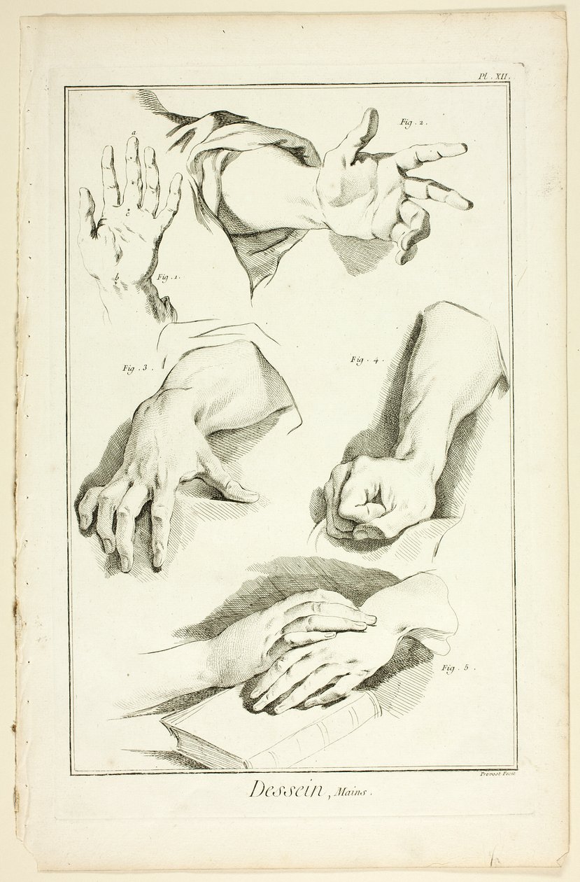Diseño: Manos, de Encyclopédie de Benoit Louis Prevost