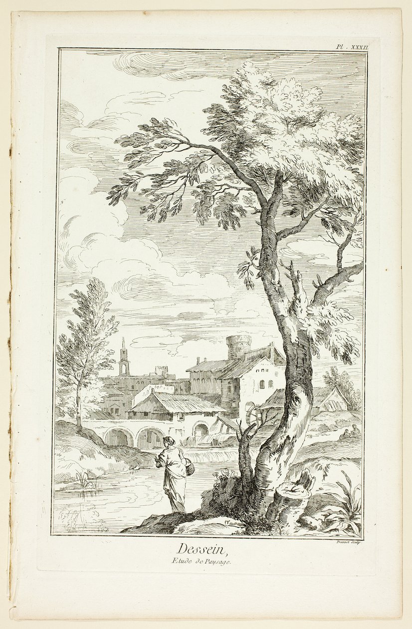 Diseño: Estudio del paisaje, de la Encyclopédie de Benoit Louis Prevost
