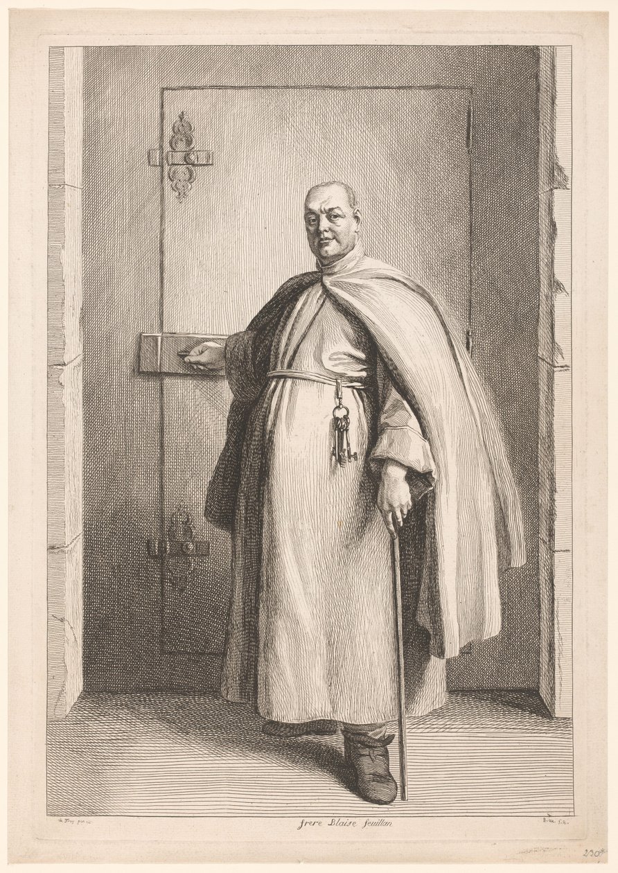 Portret van Blaise de Santa María Donat Hermano Blaise Feuillan (título sobre objeto) de Benoît Audran (II)
