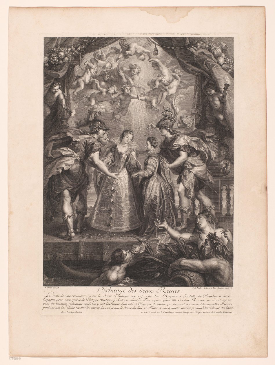 Intercambio de dos reinas El intercambio de dos reinas. (título en el objeto) La Galería del Palacio de Luxemburgo (título de la serie) de Benoît Audran