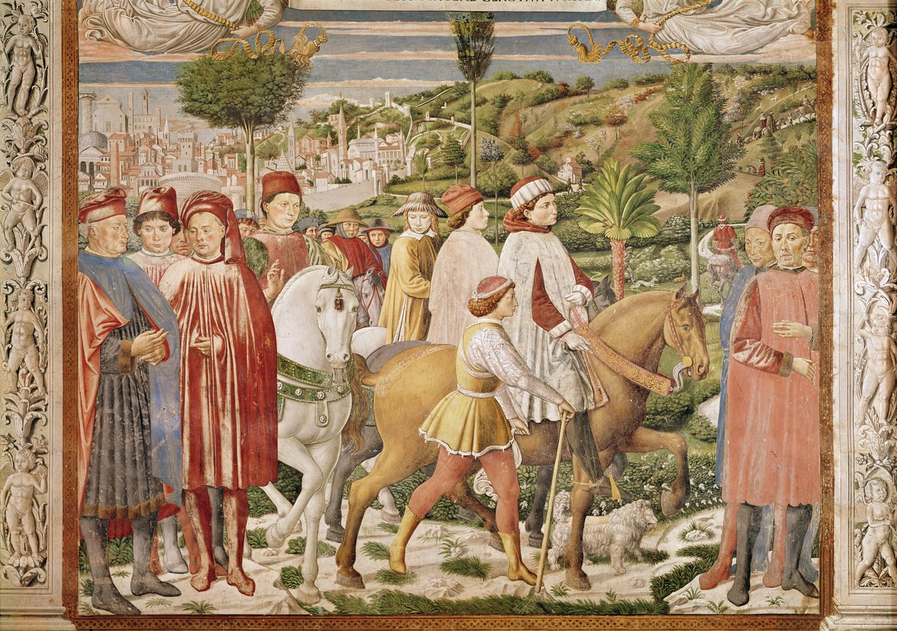 San Agustín deja Roma hacia Milán, de la Vida de San Agustín, 1463-65 de Benozzo di Lese di Sandro Gozzoli