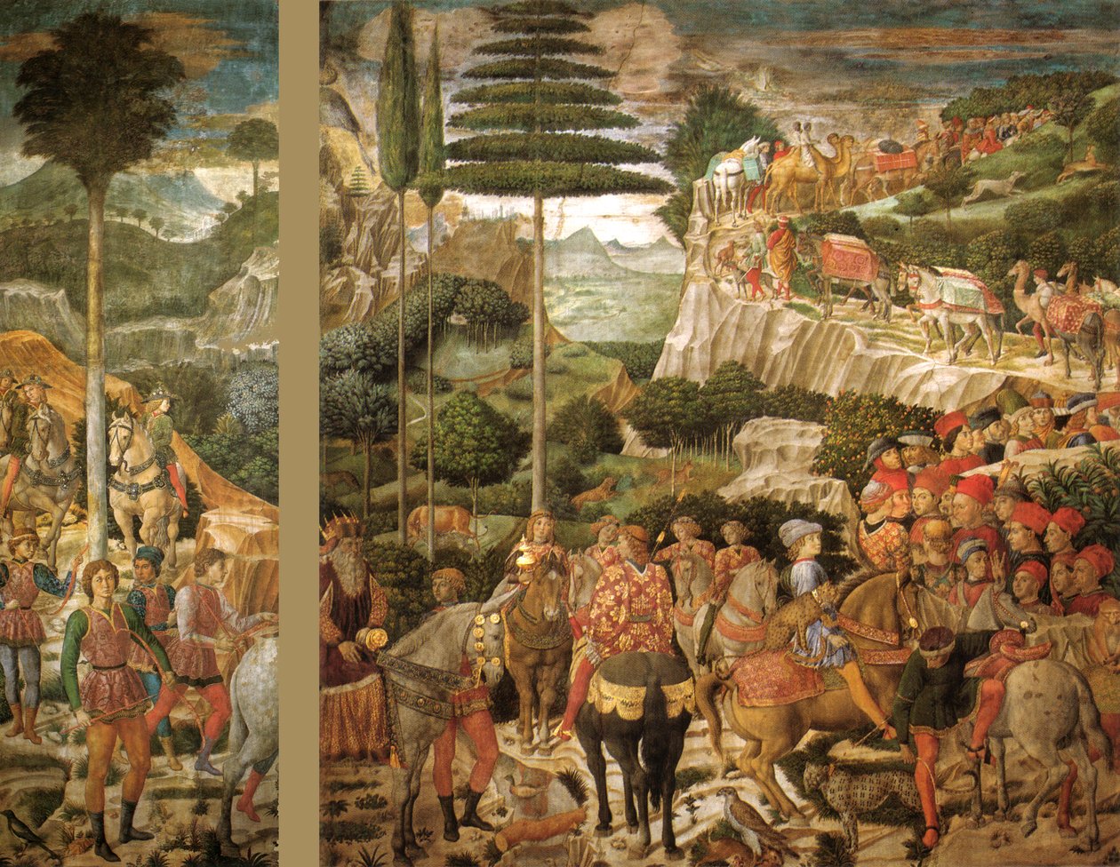 Italiano: El viaje de los Reyes Magos: la procesión de Melchor del Rey Mayor de Benozzo Gozzoli