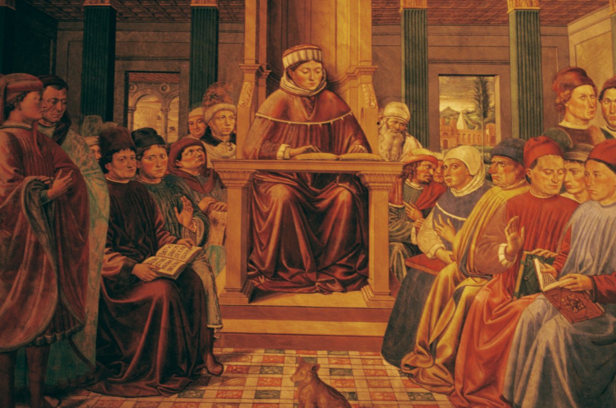 Agustín enseñando retórica en Roma de Benozzo di Lese di Sandro Gozzoli