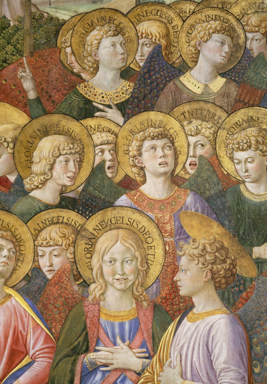 Coro de Ángeles, detalle del ciclo del Viaje de los Magos en la capilla, c.1460 (detalle) de Benozzo di Lese di Sandro Gozzoli