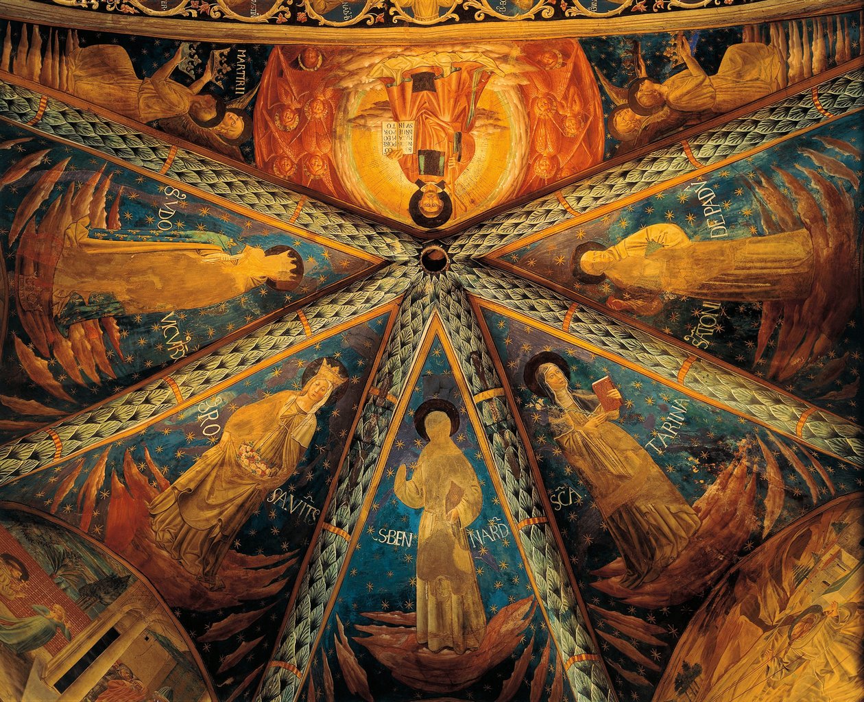 Italia, Montefalco, Bóveda del Ábside de la Iglesia de San Francisco pintada con santos de Benozzo di Lese di Sandro Gozzoli