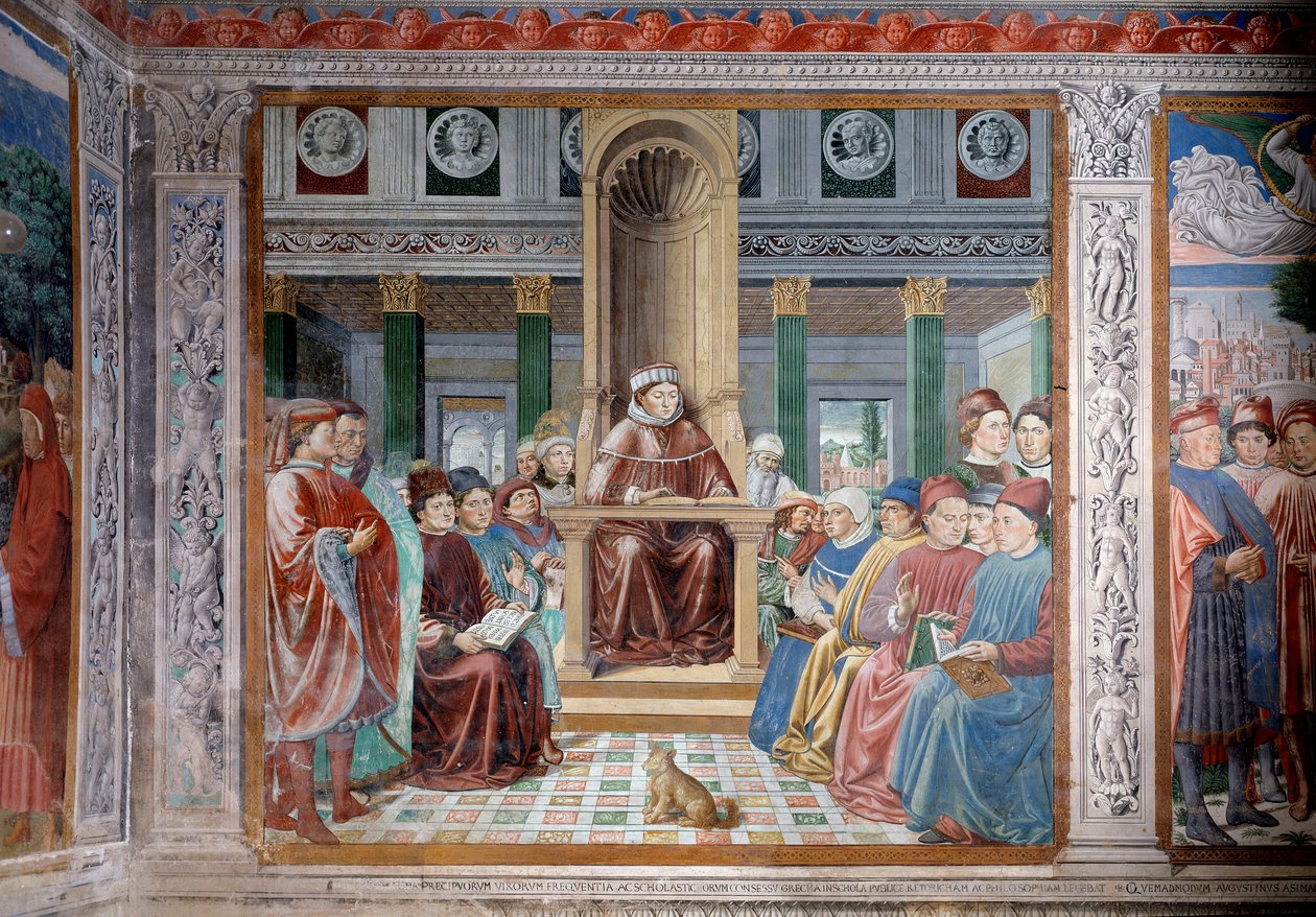 Vida de San Agustín: San Agustín enseñando en Roma de Benozzo di Lese di Sandro Gozzoli