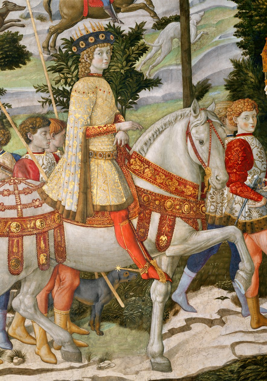 Lorenzo de Medici, el Magnífico 1449-92, como uno de los Tres Reyes, detalle del ciclo del Viaje de los Magos en la capilla, c.1460 (detalle) de Benozzo di Lese di Sandro Gozzoli
