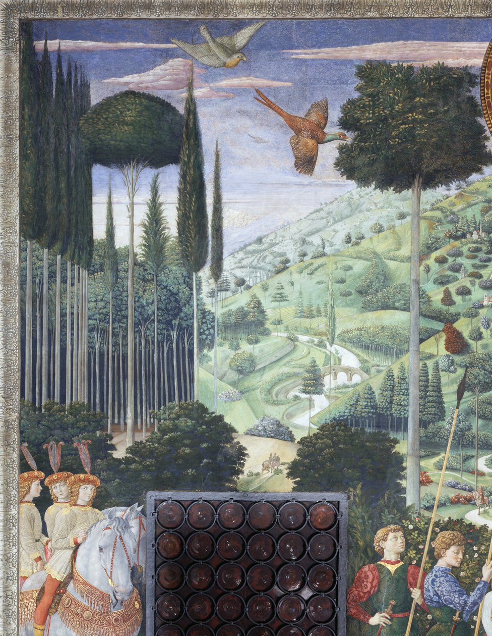 Procesión de Baltasar como Juan VIII Paleólogo, detalle del ciclo del Viaje de los Magos en la capilla, c.1460 (fresco) de Benozzo di Lese di Sandro Gozzoli