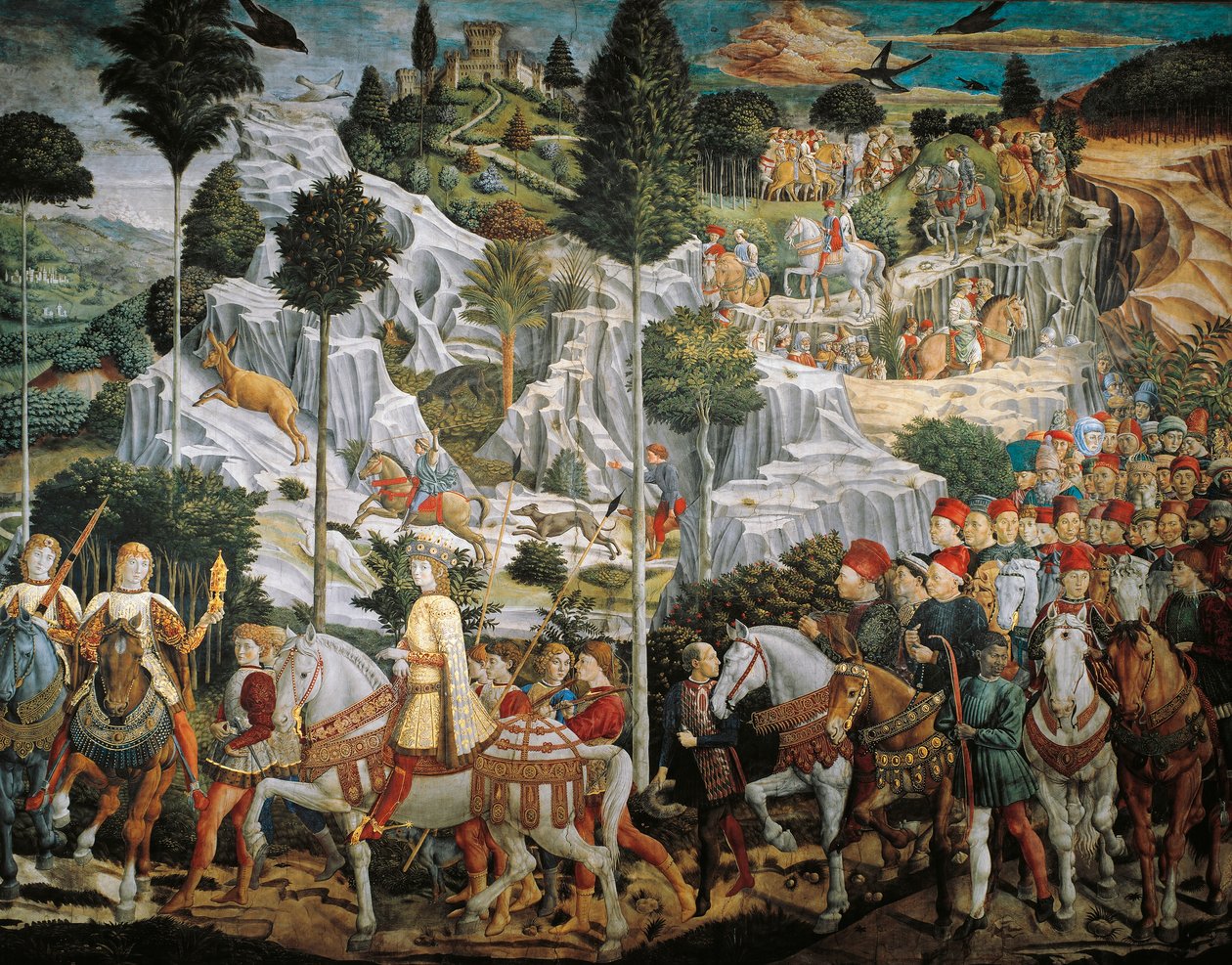 Procesión de los Reyes Magos a Belén, por Benozzo Gozzoli, Capilla del Palazzo Medici Riccardi, Florencia de Benozzo di Lese di Sandro Gozzoli
