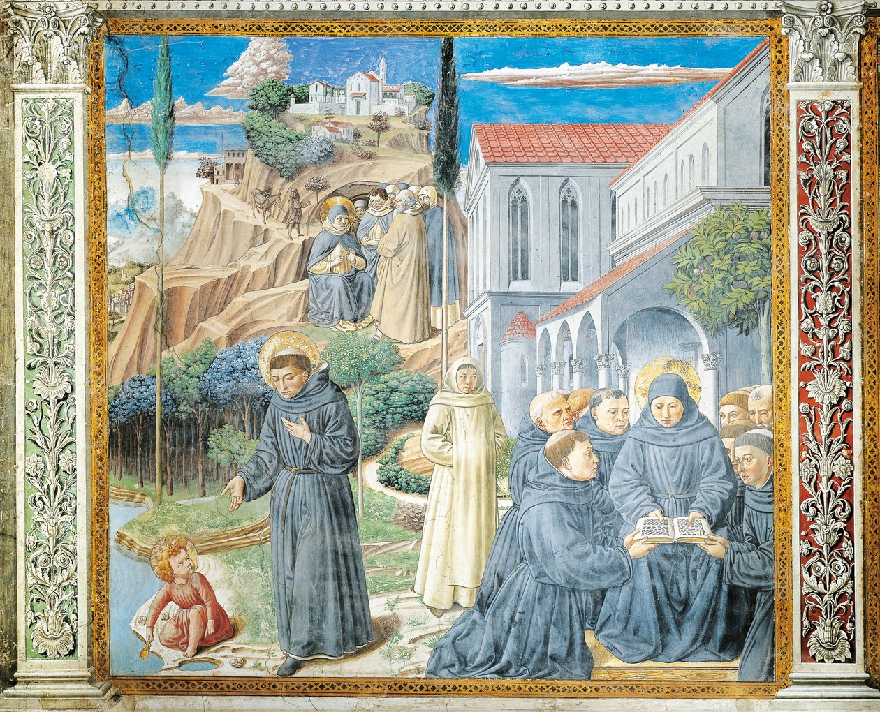 San Agustín dando la regla a los monjes y hablando con el Niño Jesús sobre la Santísima Trinidad (detalle) de Benozzo di Lese di Sandro Gozzoli