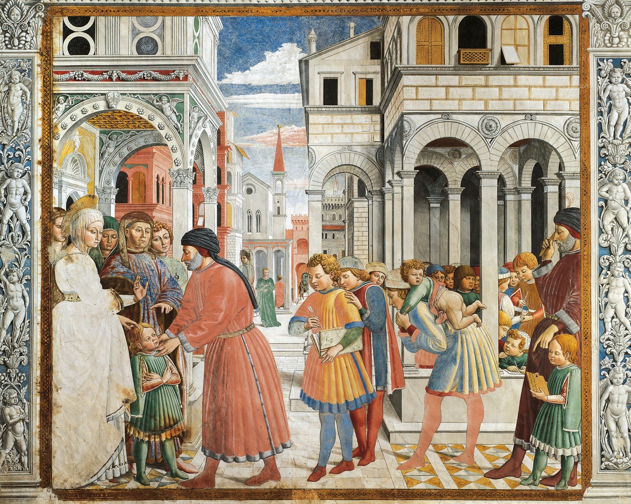 San Agustín llevado por sus padres al maestro de gramática en Tagaste de Benozzo di Lese di Sandro Gozzoli