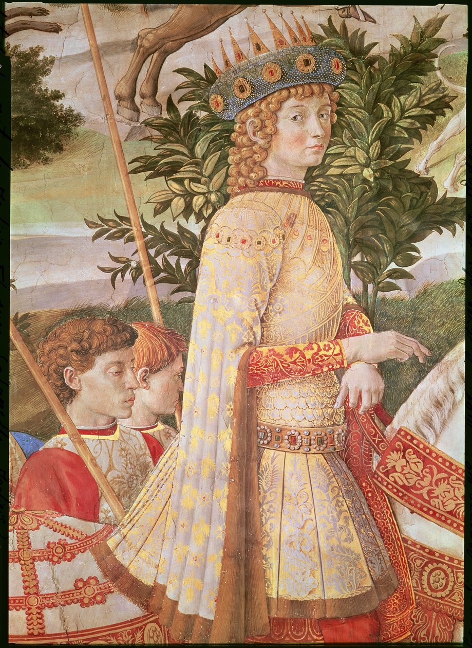 La Procesión de los Magos, la procesión liderada por Lorenzo el Magnífico en la figura del Mago Caspar, (detalle) de Benozzo di Lese di Sandro Gozzoli