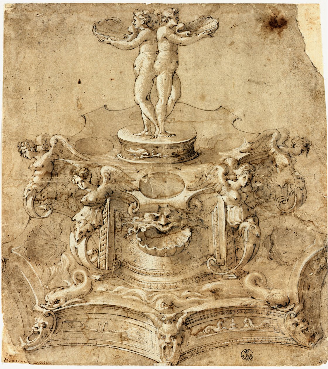 Salero de forma hexagonal de Benvenuto Cellini