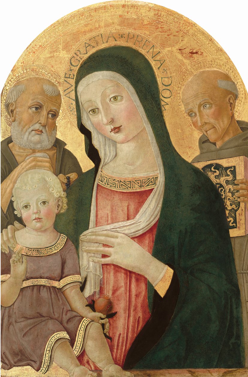 Madonna y el Niño con San Jerónimo y San Bernardino de Siena, c. 1480-1485 de Benvenuto di Giovanni