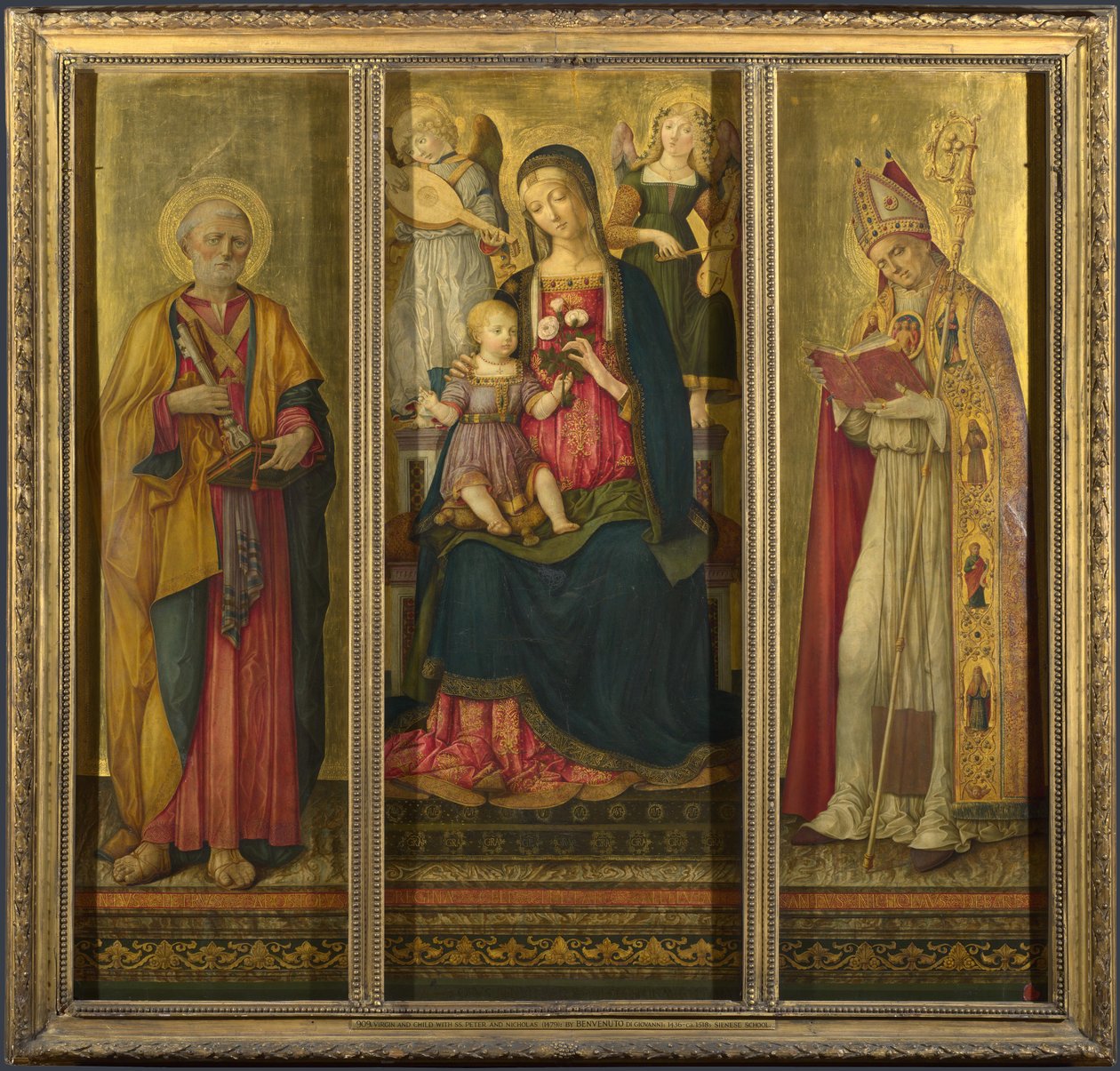 Virgen y Niño con los Santos Pedro y Nicolás, 1479 de Benvenuto di Giovanni