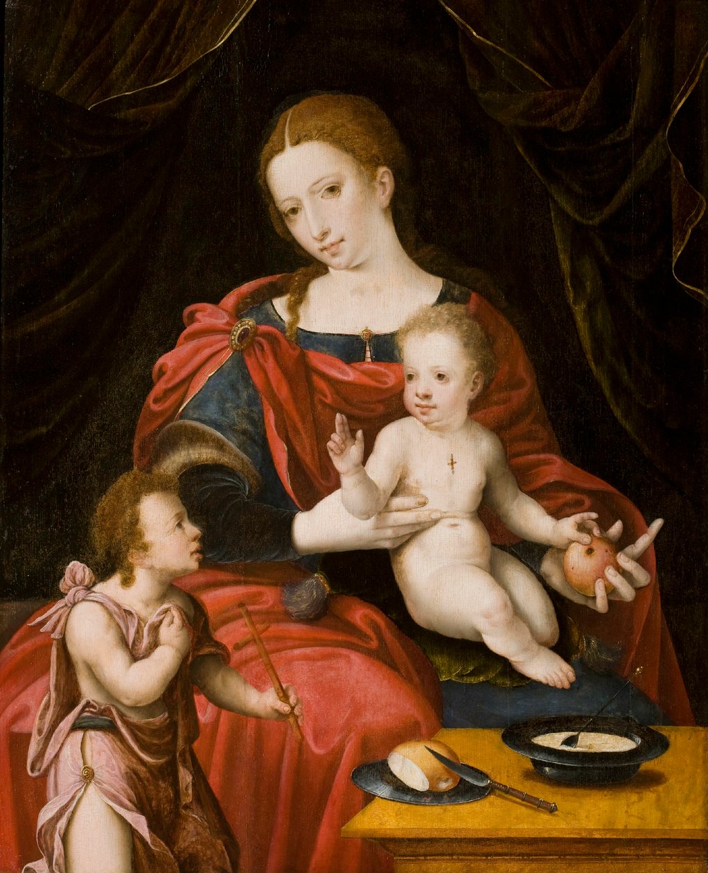 Virgen y niño con Juan el Bautista de niño de Bernaert Orley van