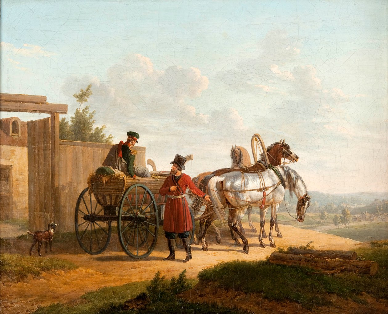 Entrada de una granja en Rusia de Bernard Edouard Swebach