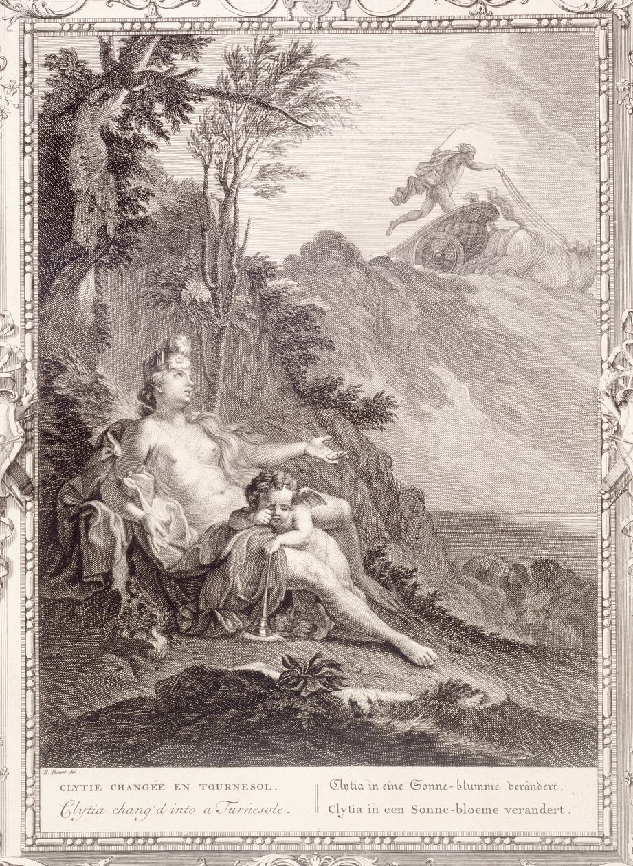 Clytia convertida en girasol, 1731 de Bernard Picart
