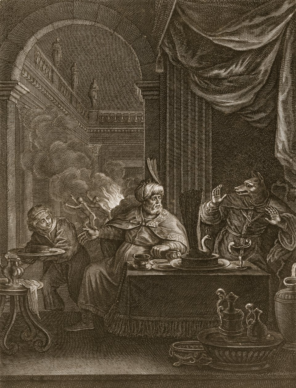 Licaón Metamorfoseado en Lobo, 1731 de Bernard Picart
