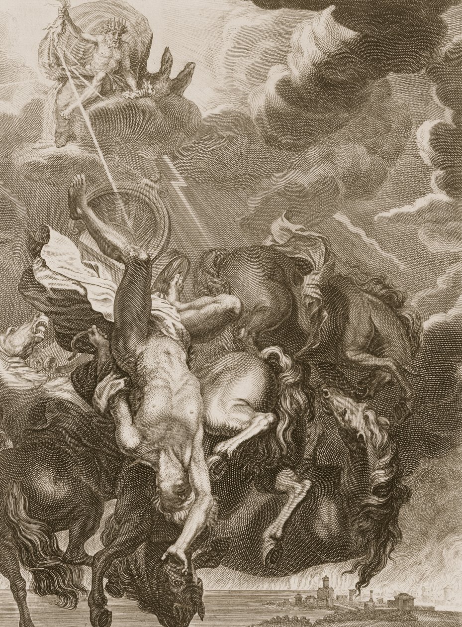 Faetón derribado por el rayo de Júpiter, 1731 de Bernard Picart