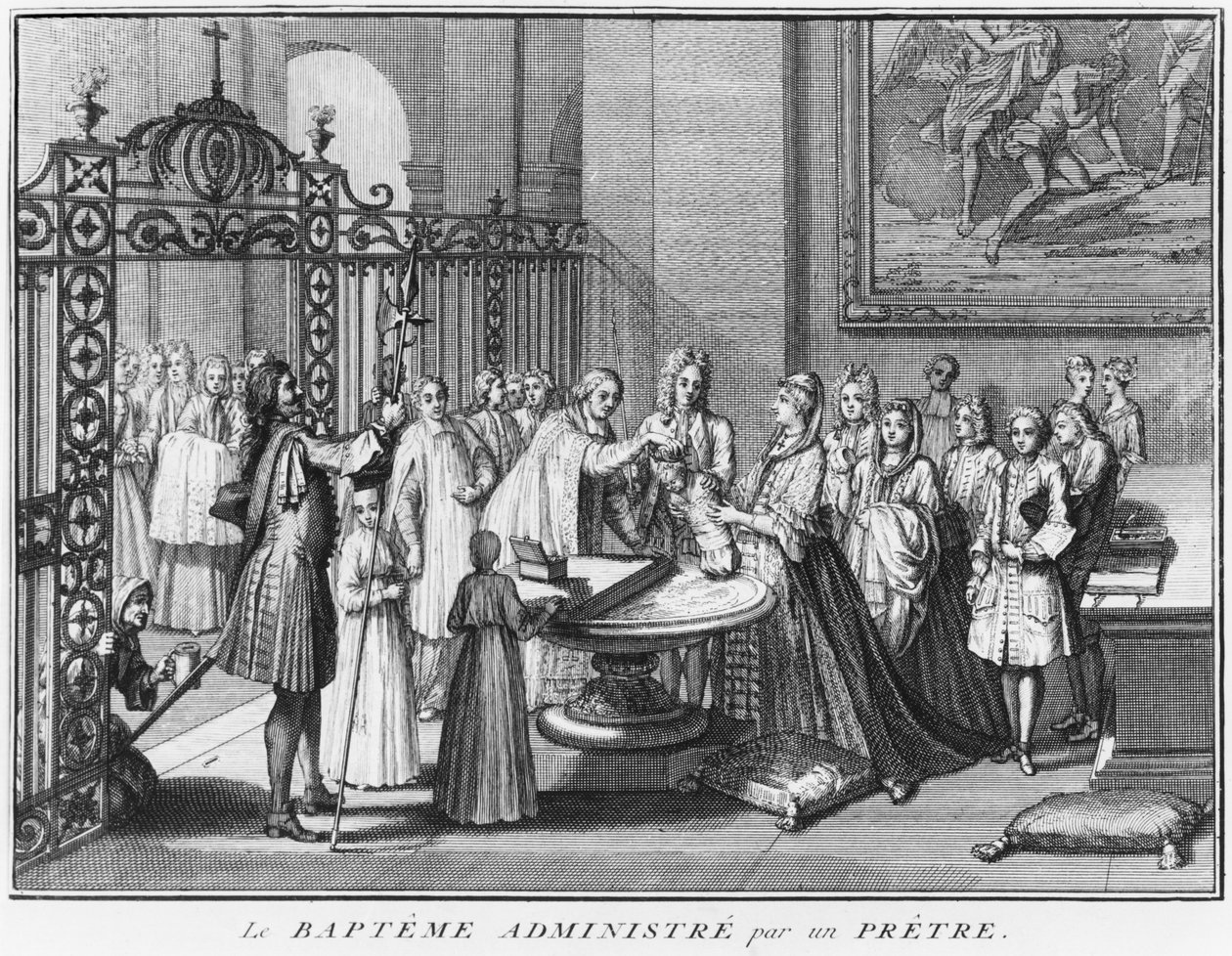 Sacerdote bautizando, ilustración de 