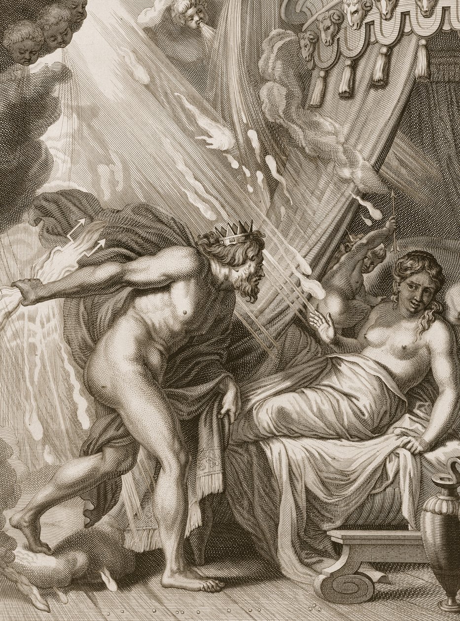 Semele es consumida por el fuego de Júpiter de Bernard Picart