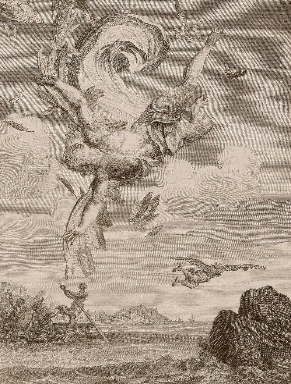 La caída de Ícaro, 1731 de Bernard Picart