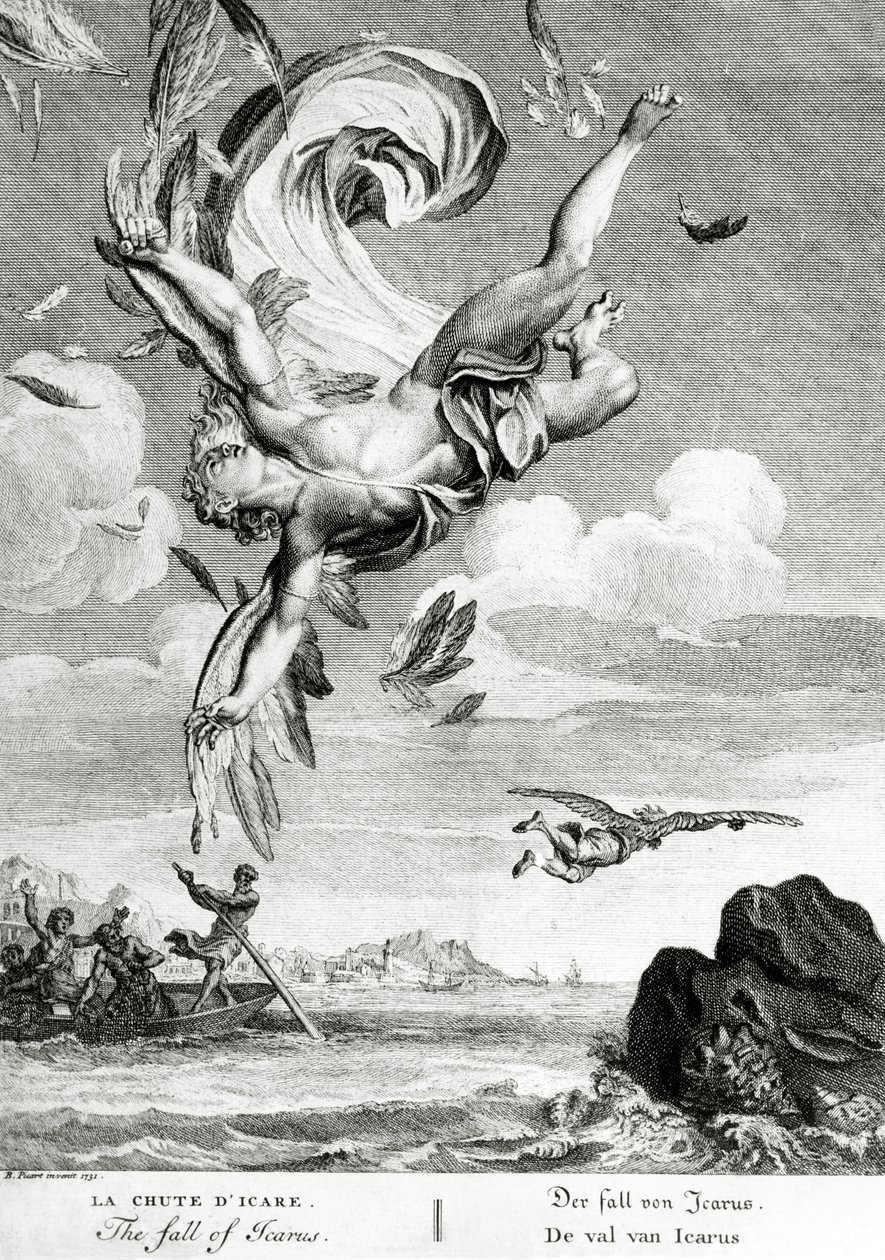 La caída de Ícaro, 1731 de Bernard Picart