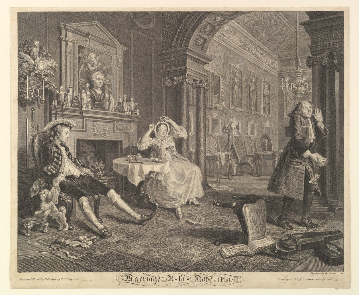 Marriage A-la-Mode, Placa II, 1 de abril de 1745 de Bernard Baron