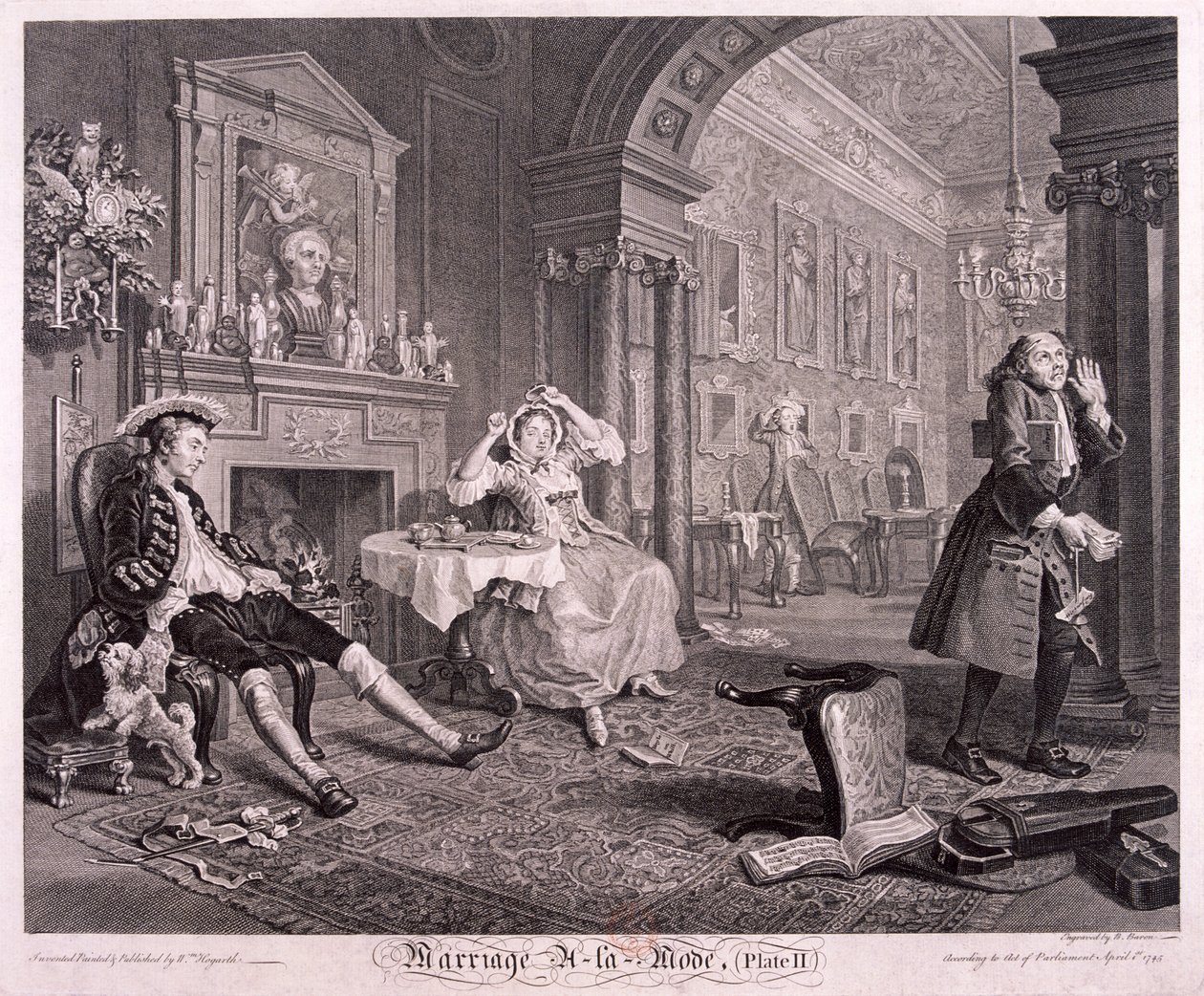 Matrimonio a la moda, 1745, placa II de Bernard Baron