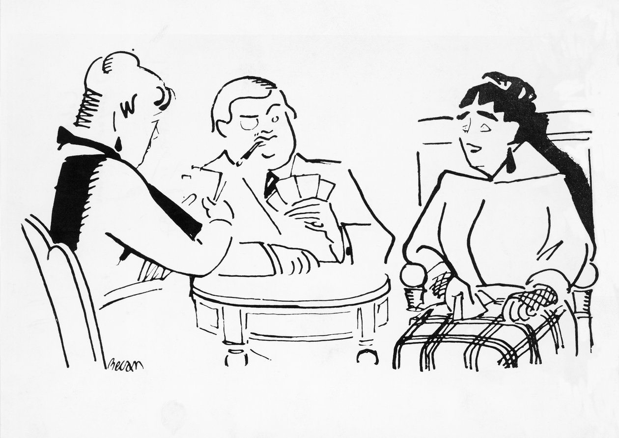 Juego de cartas, ilustración para Cheri, novela de Sidonie-Gabrielle Colette (1873-1954) de Bernard Becan