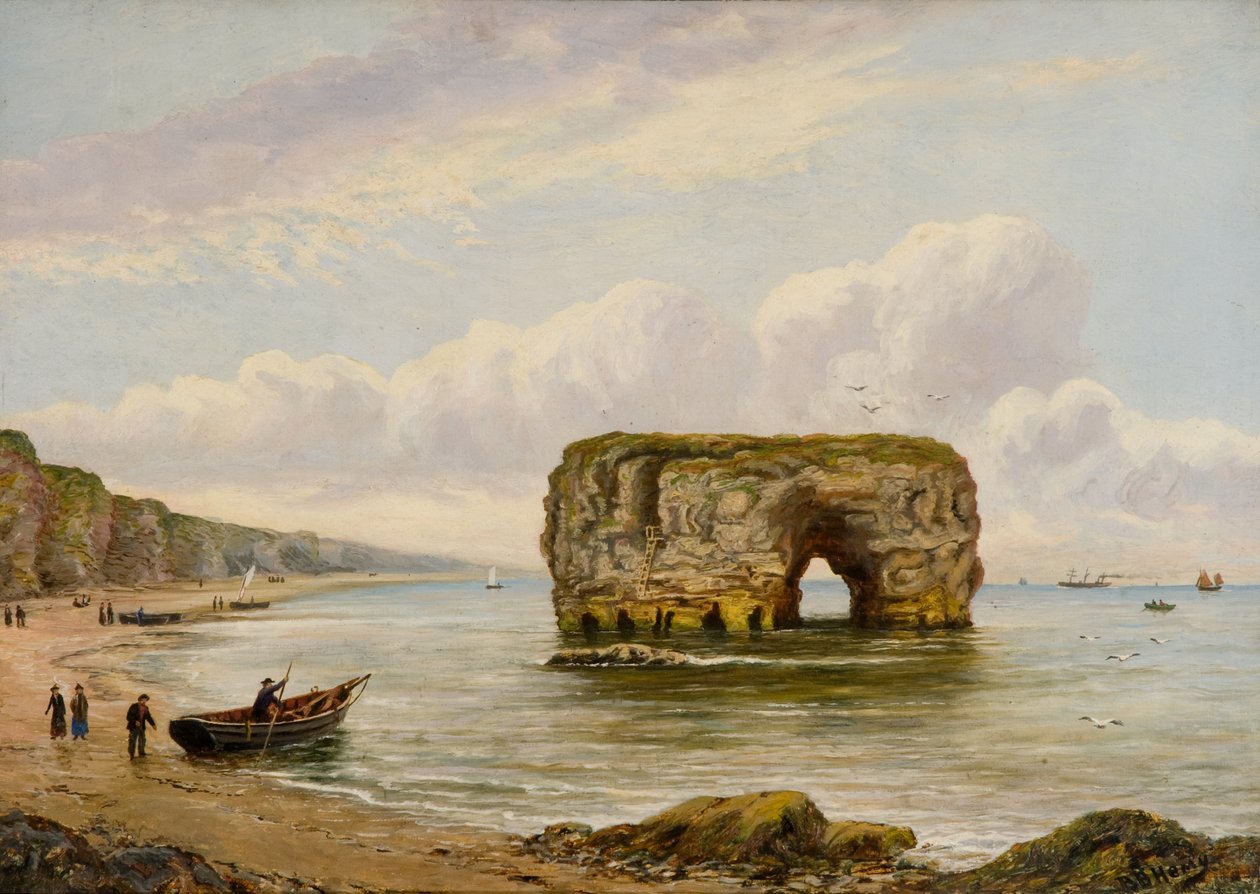 Marsden Rock, c.1880-1900 (óleo sobre lienzo) de Bernard Benedict Hemy