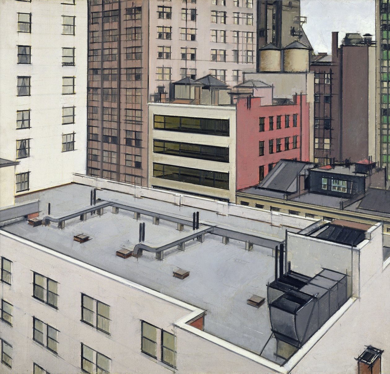 Tejados de Nueva York, c.1930 (óleo sobre lienzo) de Bernard Boutet de Monvel