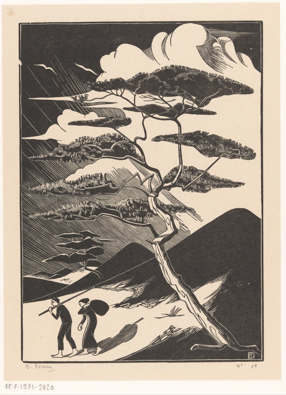 Sartén de la duna con dos figuras de Bernard Essers (signed by artist)