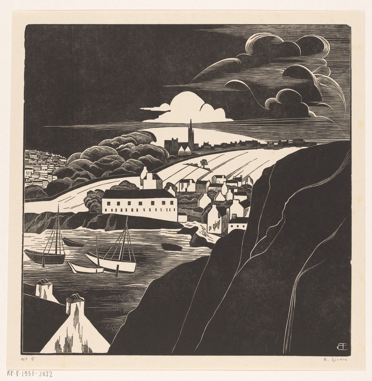 Haven bij eb (título original del objeto) de Bernard Essers (signed by artist)