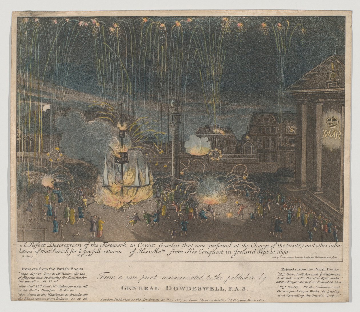 Fuegos artificiales en Covent Garden, 1809 de Bernard II Lens