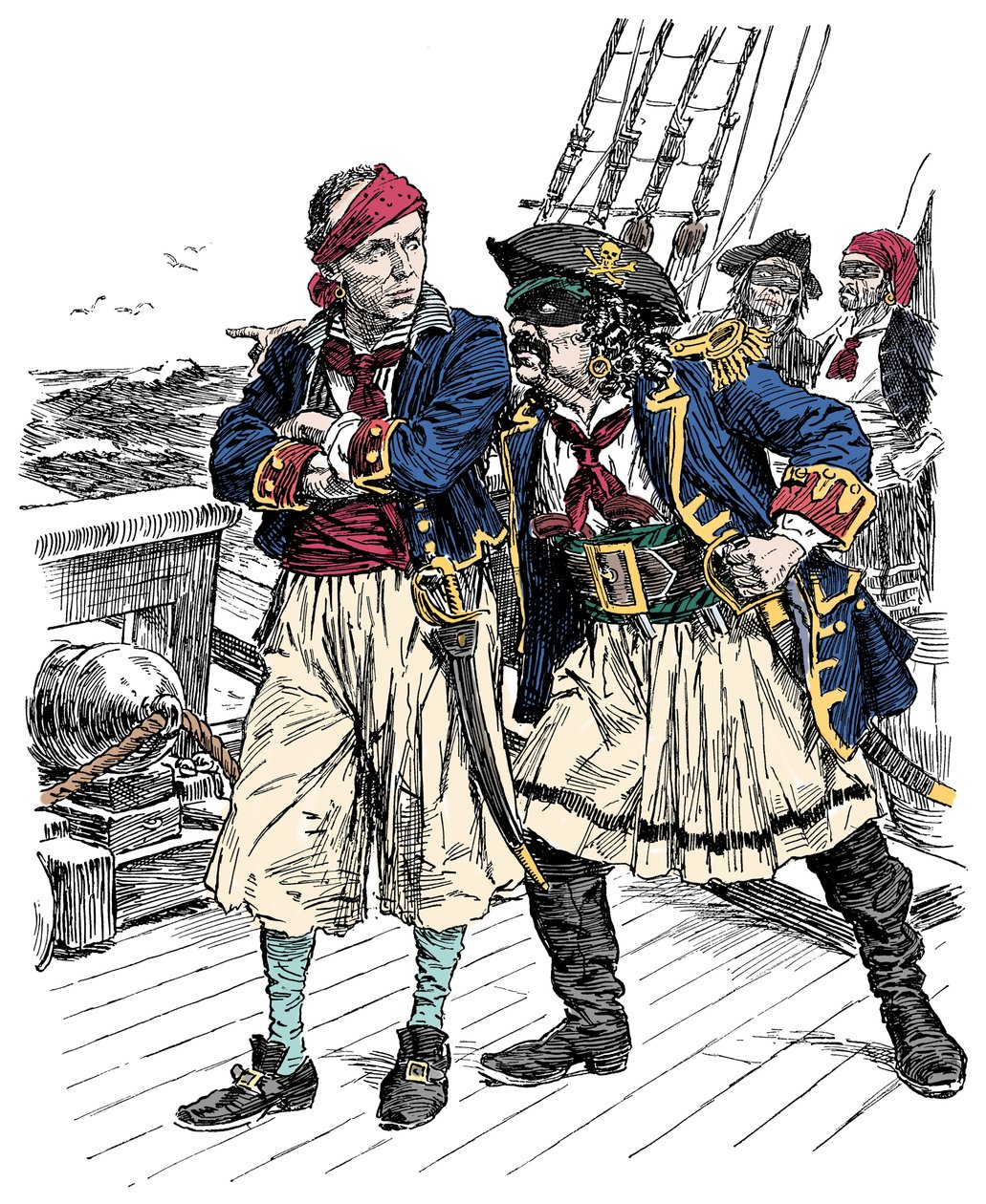 ¡Dos piratas amenazando Ilustración de Bernard Partridge (1861-1945) de 