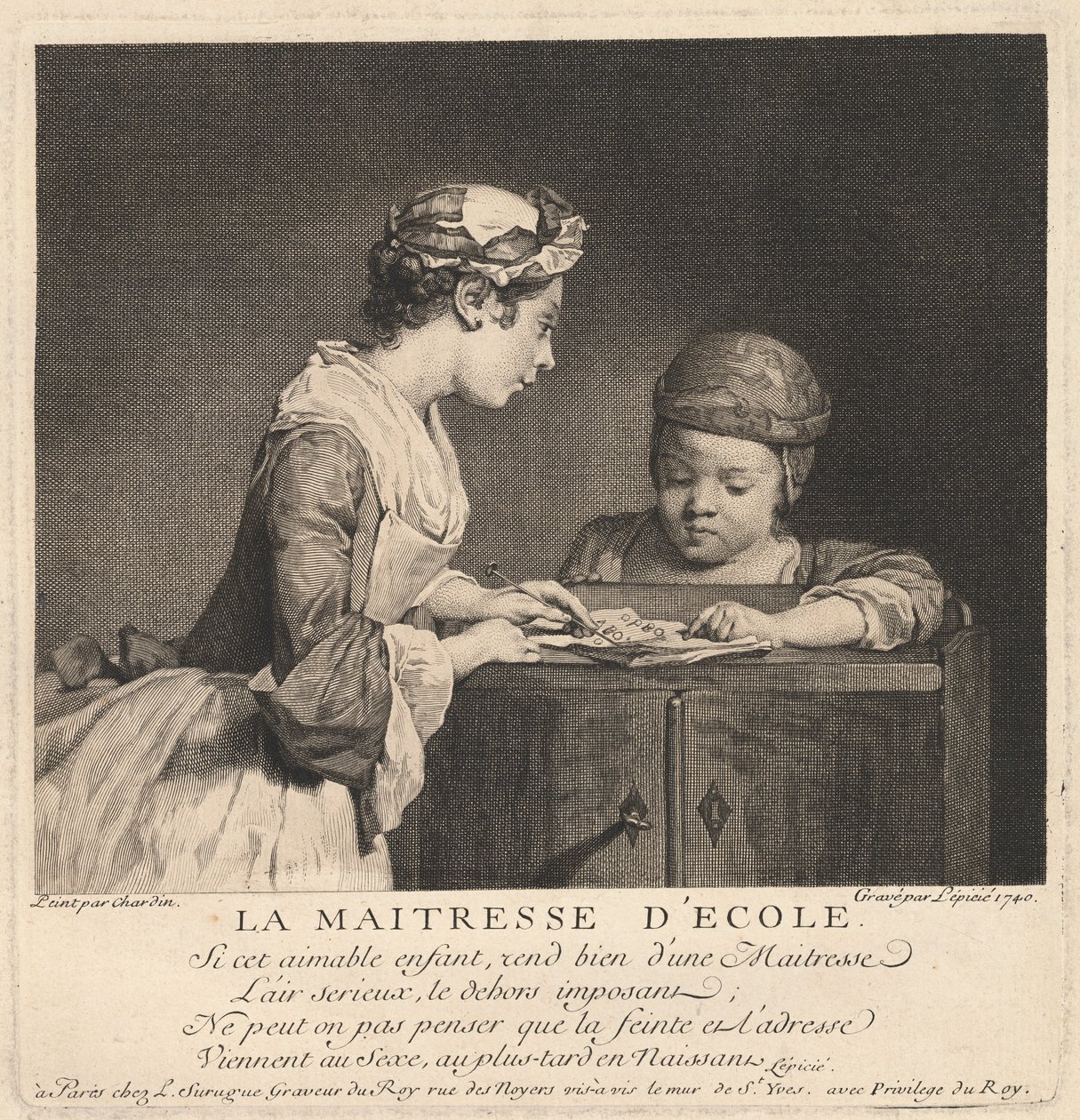 La maestra de escuela de Bernard Lépicié after Jean Siméon Chardin