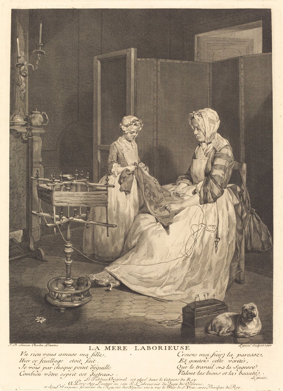 La madre laboriosa de Bernard Lépicié after Jean Siméon Chardin