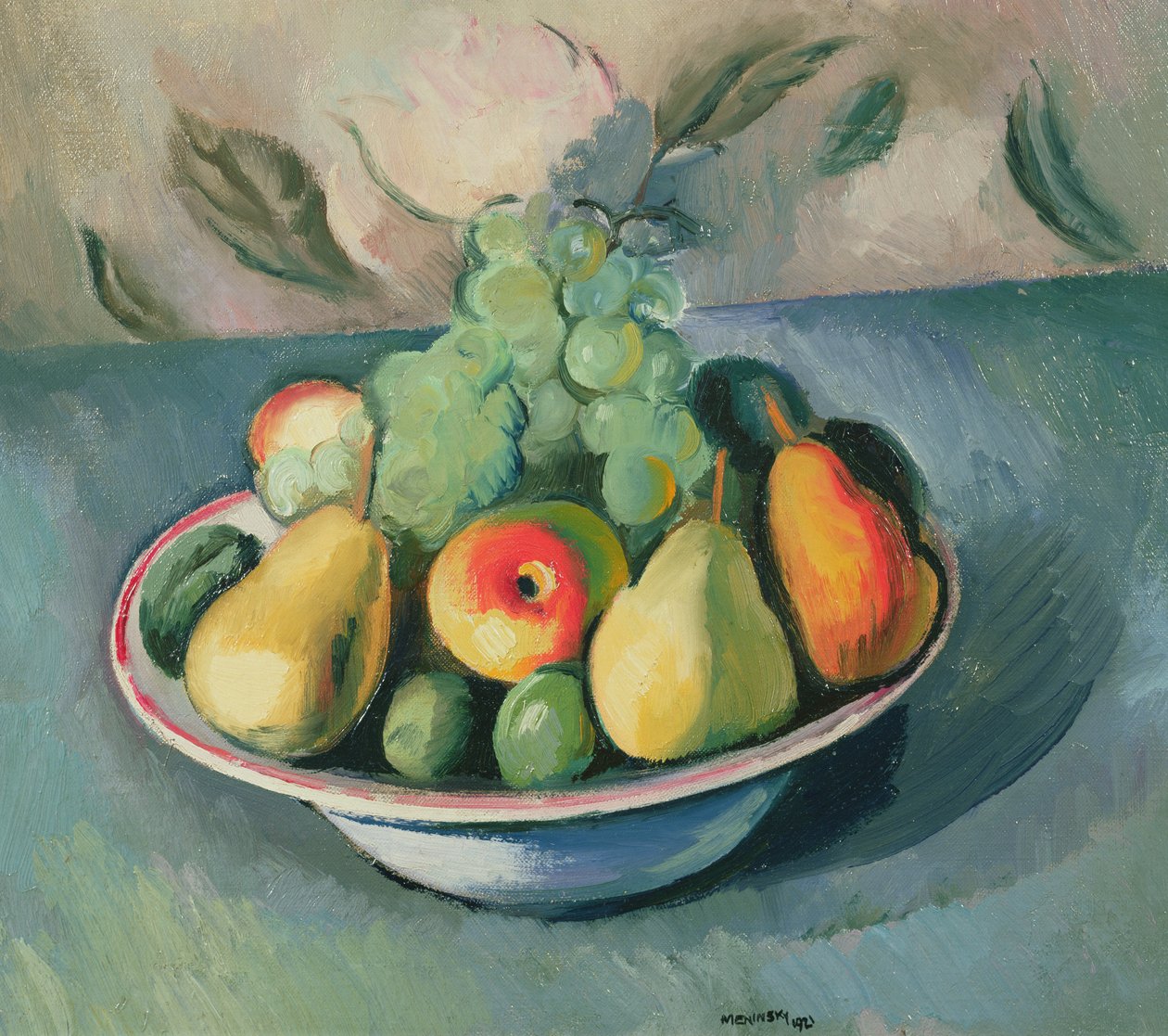 Un bodegón de fruta en un cuenco de Bernard Meninsky