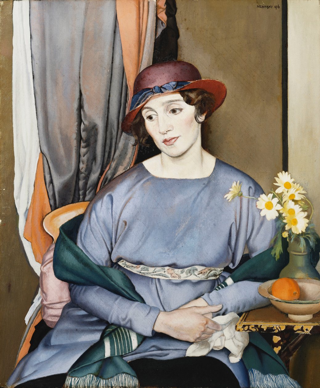 La dama del sombrero, la mujer del artista de Bernard Meninsky