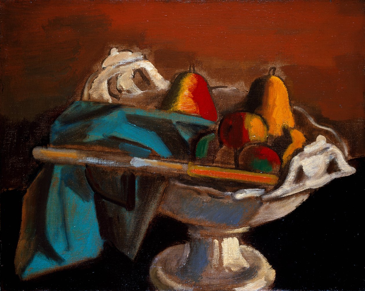 Naturaleza muerta con un cuenco blanco (óleo sobre lienzo) de Bernard Meninsky