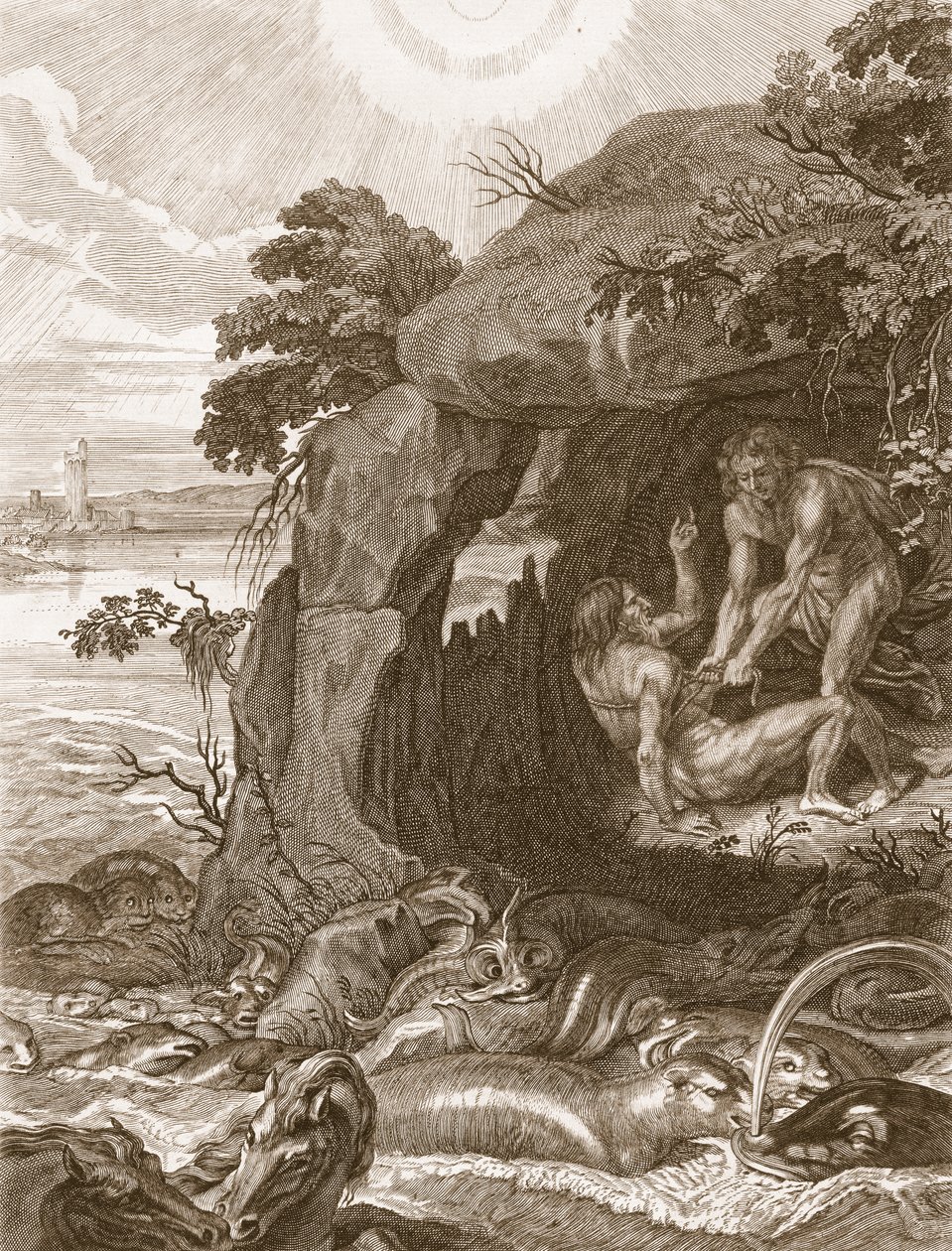 Aristeo Obliga a Proteo a Revelar sus Oráculos, 1731 de Bernard Picart