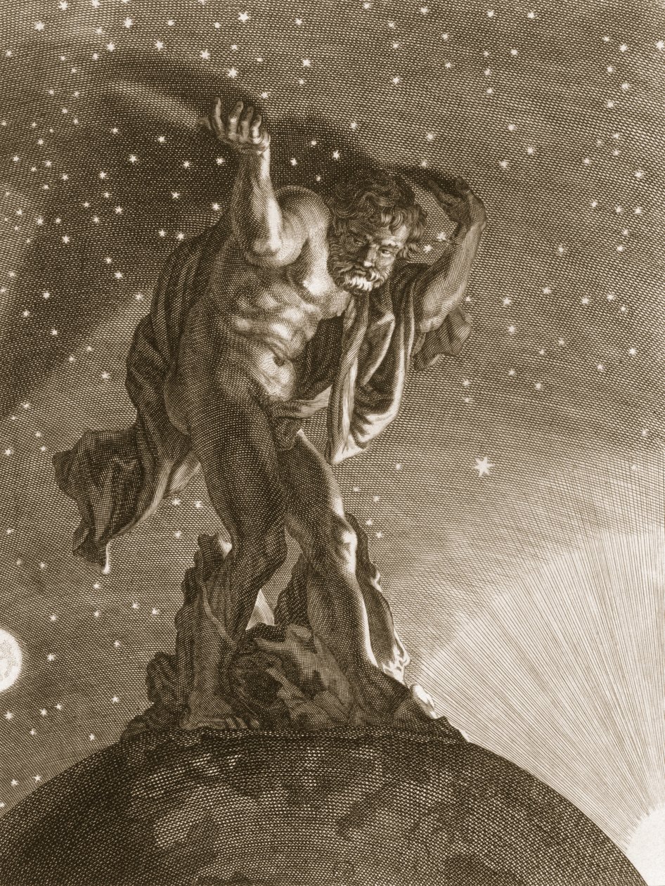 Atlas Sostiene los Cielos sobre sus Hombros, 1731 de Bernard Picart
