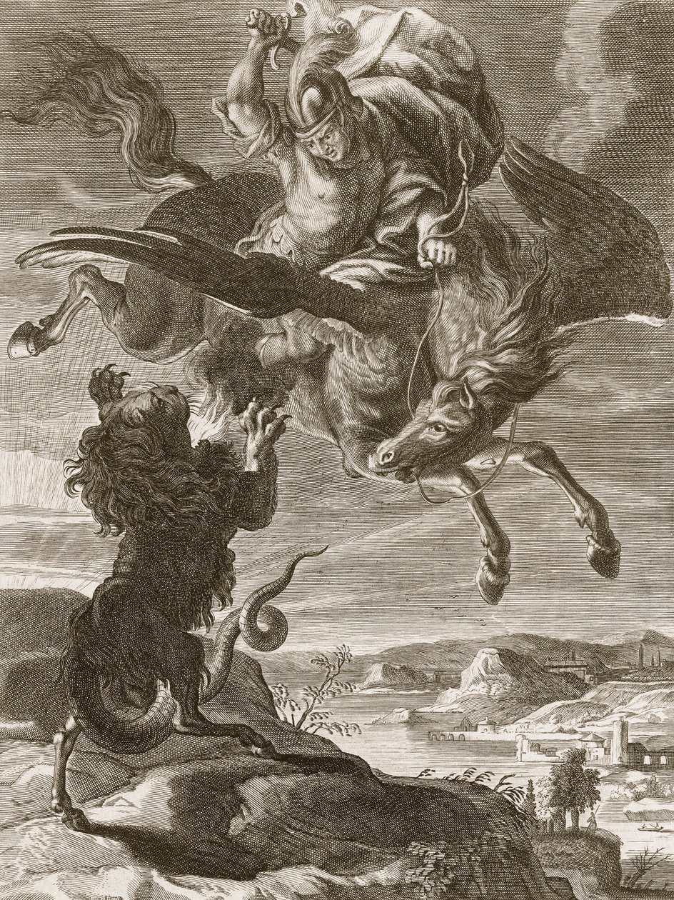 Belerofonte lucha contra la Quimera, 1731 de Bernard Picart